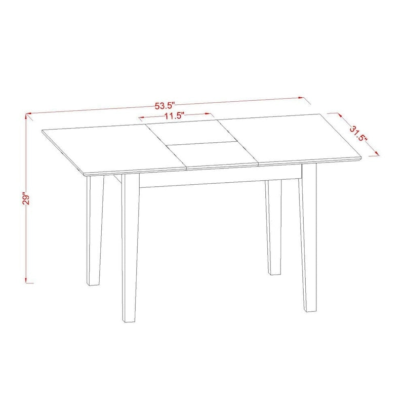 L'ensemble de salle à manger East West Furniture comprend une table rectangulaire à rallonge papillon et des chaises (options de couleur pour l'assise des chaises).