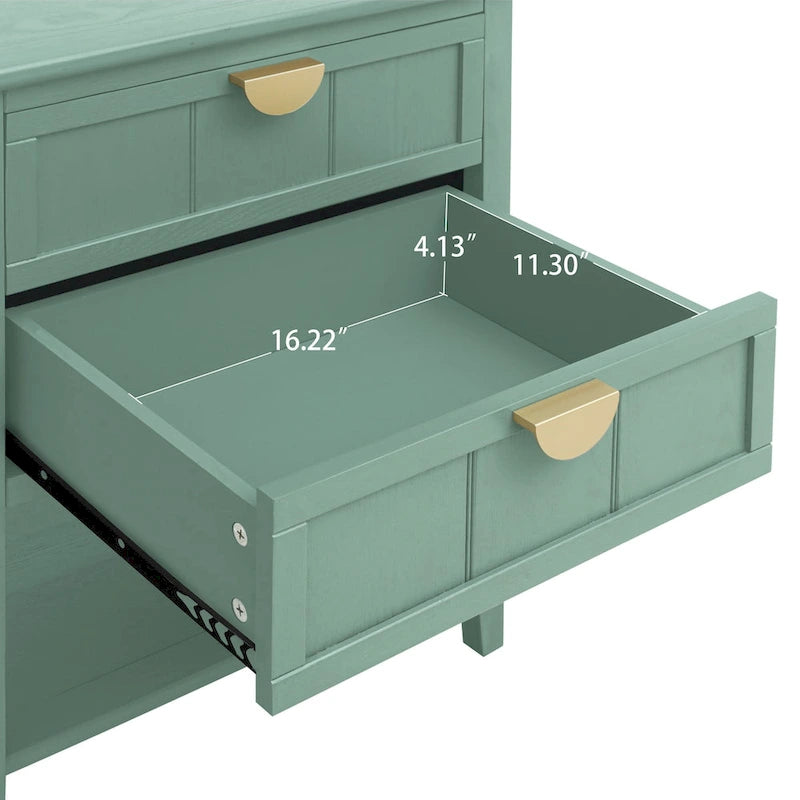 Table d'appoint à 2 tiroirs, style américain, idéale pour la chambre, le salon ou le bureau.