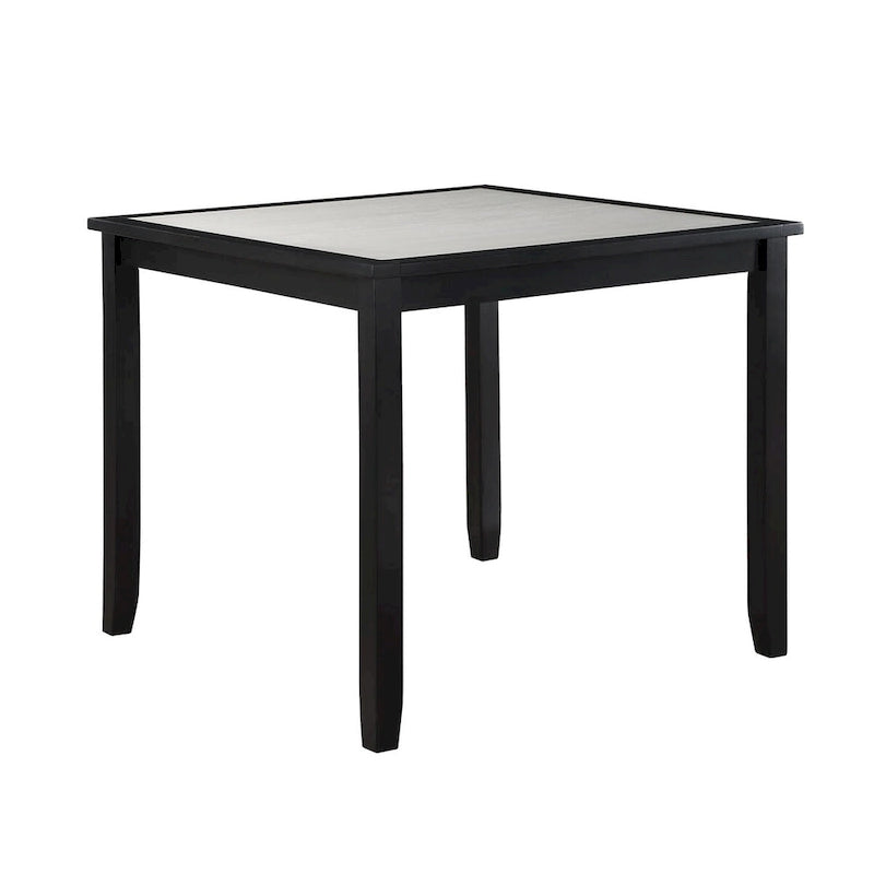 Ensemble table et chaises de salle à manger Nick 5 pièces, hauteur comptoir, noir et blanc