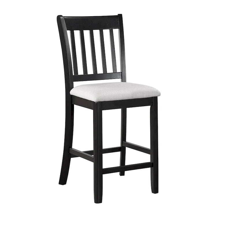Ensemble table et chaises de salle à manger Nick 5 pièces, hauteur comptoir, noir et blanc