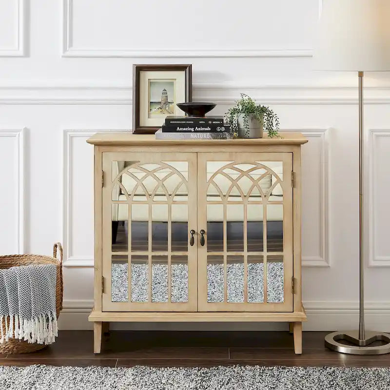Buffet Art Leon en bois avec portes miroir