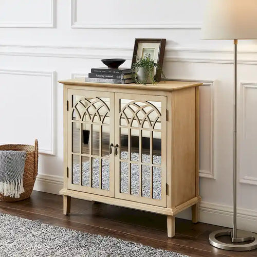 Buffet Art Leon en bois avec portes miroir