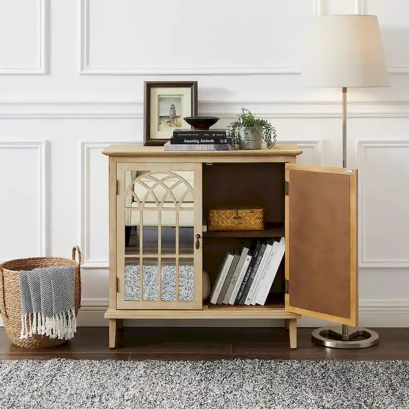 Buffet Art Leon en bois avec portes miroir