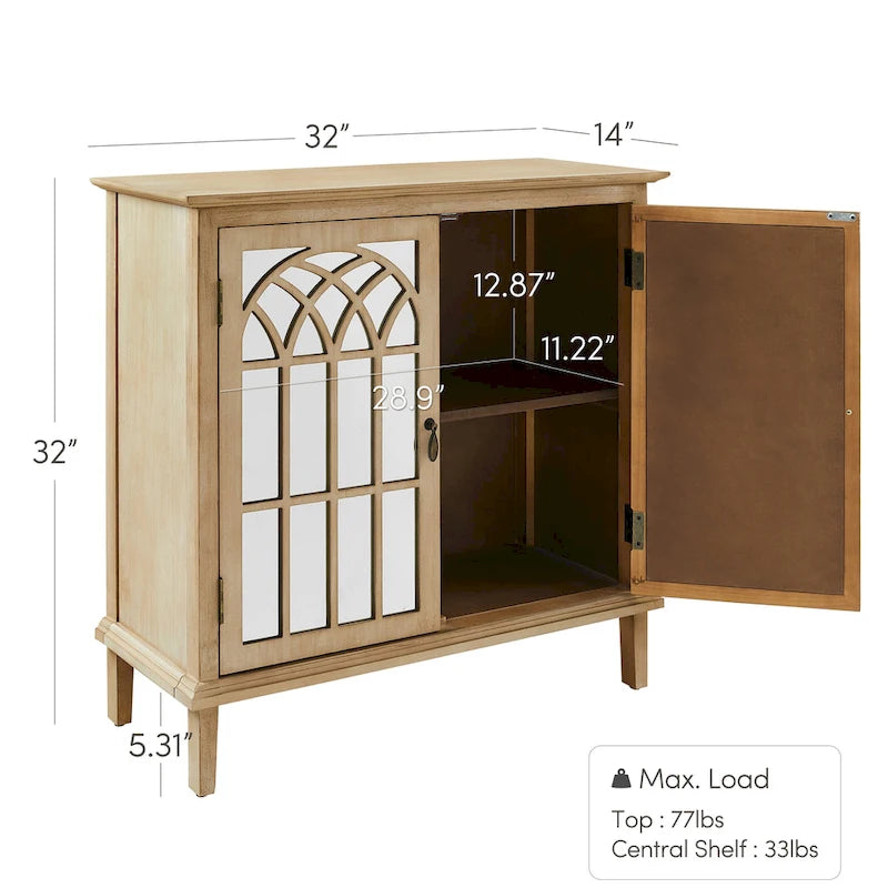 Buffet Art Leon en bois avec portes miroir