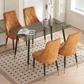 Ensemble table et chaises en verre gris Howtai avec 4 chaises en velours pour cuisine et salle à manger.