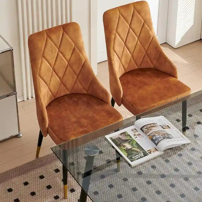 Ensemble table et chaises en verre gris Howtai avec 4 chaises en velours pour cuisine et salle à manger.