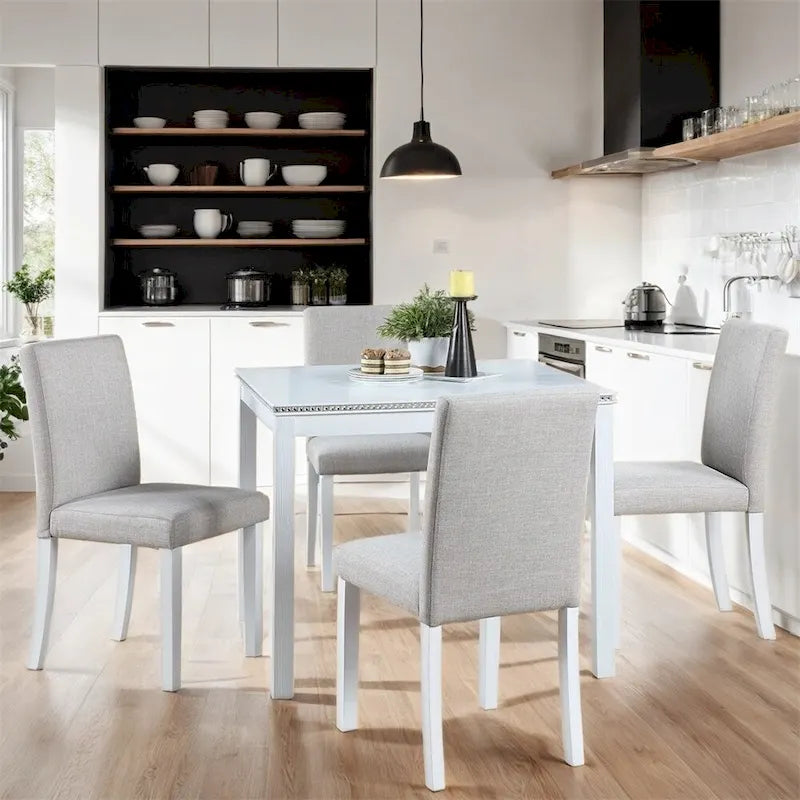 Ensemble table et chaises de salle à manger en bois, hauteur comptoir, 5 pièces