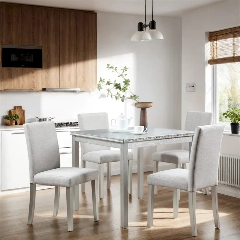 Ensemble table et chaises de salle à manger en bois, hauteur comptoir, 5 pièces