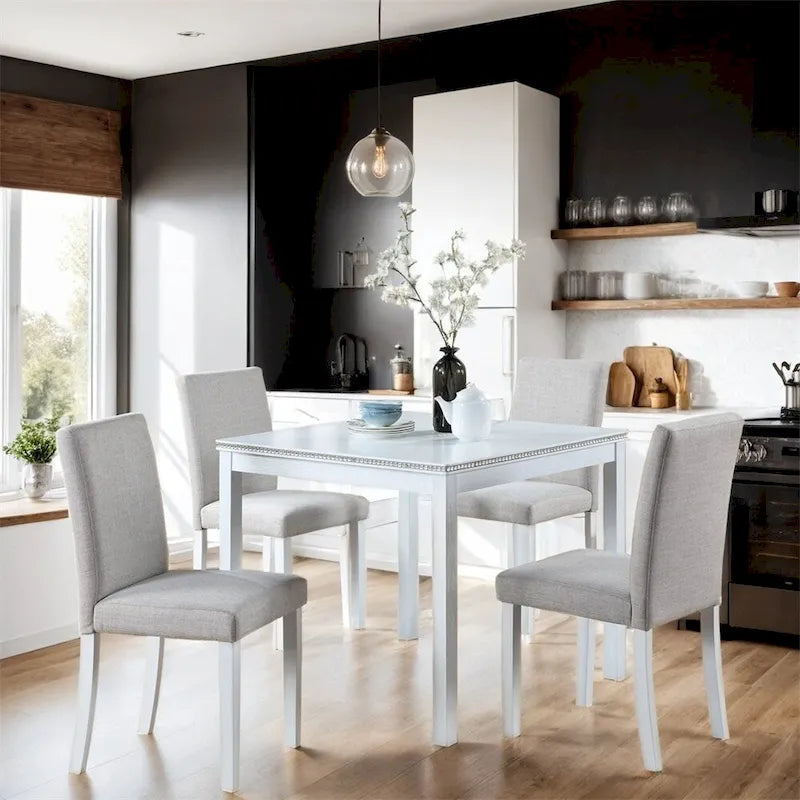 Ensemble table et chaises de salle à manger en bois, hauteur comptoir, 5 pièces