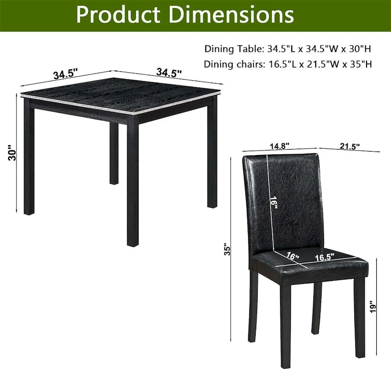 Ensemble table et chaises de salle à manger en bois, hauteur comptoir, 5 pièces