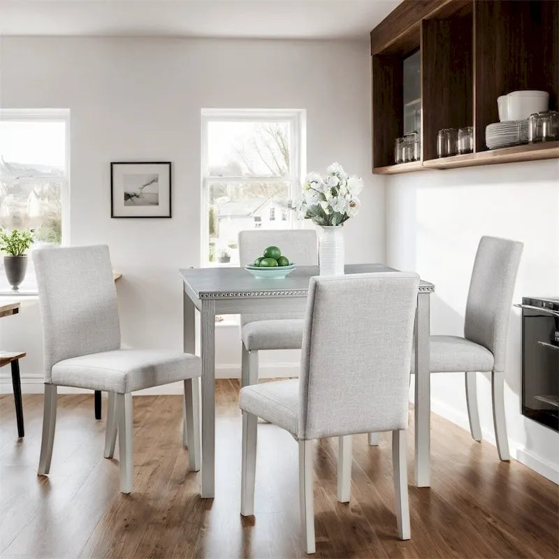 Ensemble table et chaises de salle à manger en bois, hauteur comptoir, 5 pièces