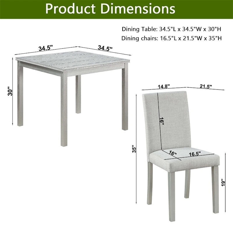 Ensemble table et chaises de salle à manger en bois, hauteur comptoir, 5 pièces