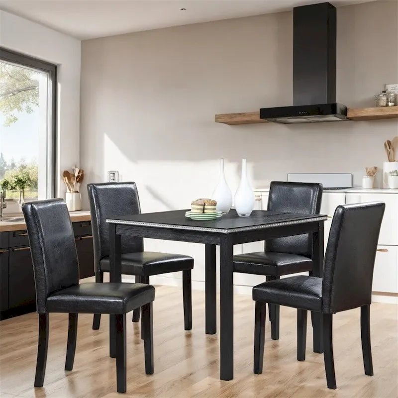 Ensemble table et chaises de salle à manger en bois, hauteur comptoir, 5 pièces