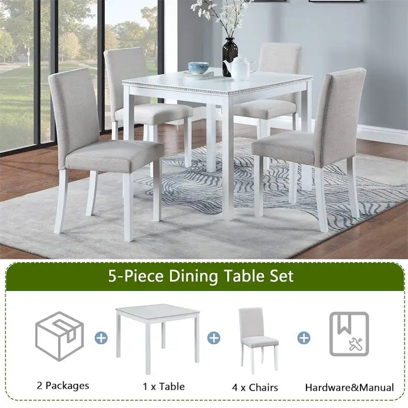 Ensemble table et chaises de salle à manger en bois, hauteur comptoir, 5 pièces