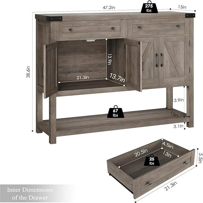 Buffet - 14,96 cm (P) x 47,24 cm (L) x 38,58 cm (H)