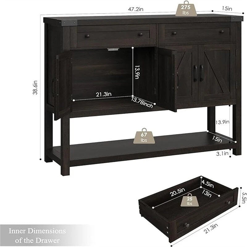 Buffet - 14,96 cm (P) x 47,24 cm (L) x 38,58 cm (H)