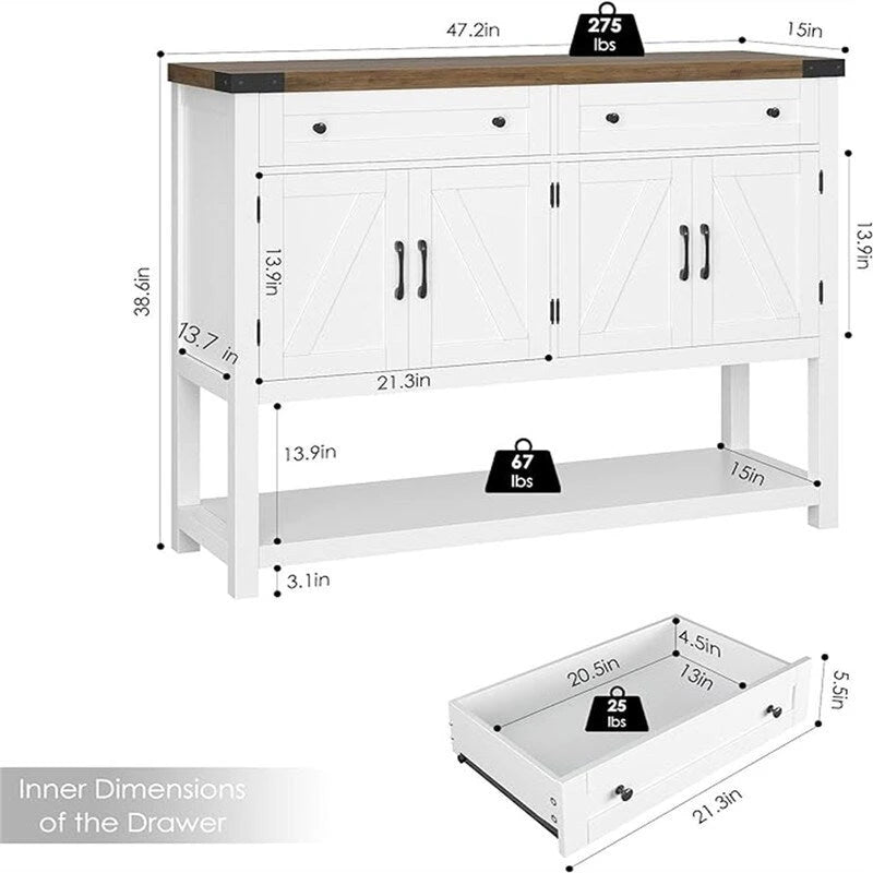 Buffet - 14,96 cm (P) x 47,24 cm (L) x 38,58 cm (H)