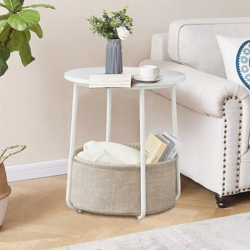 Table de chevet moderne avec panier en tissu pour chambre d'enfant