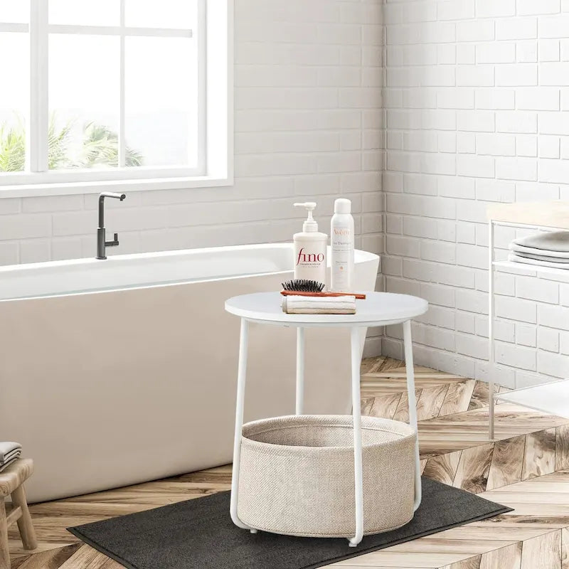 Table de chevet moderne avec panier en tissu pour chambre d'enfant
