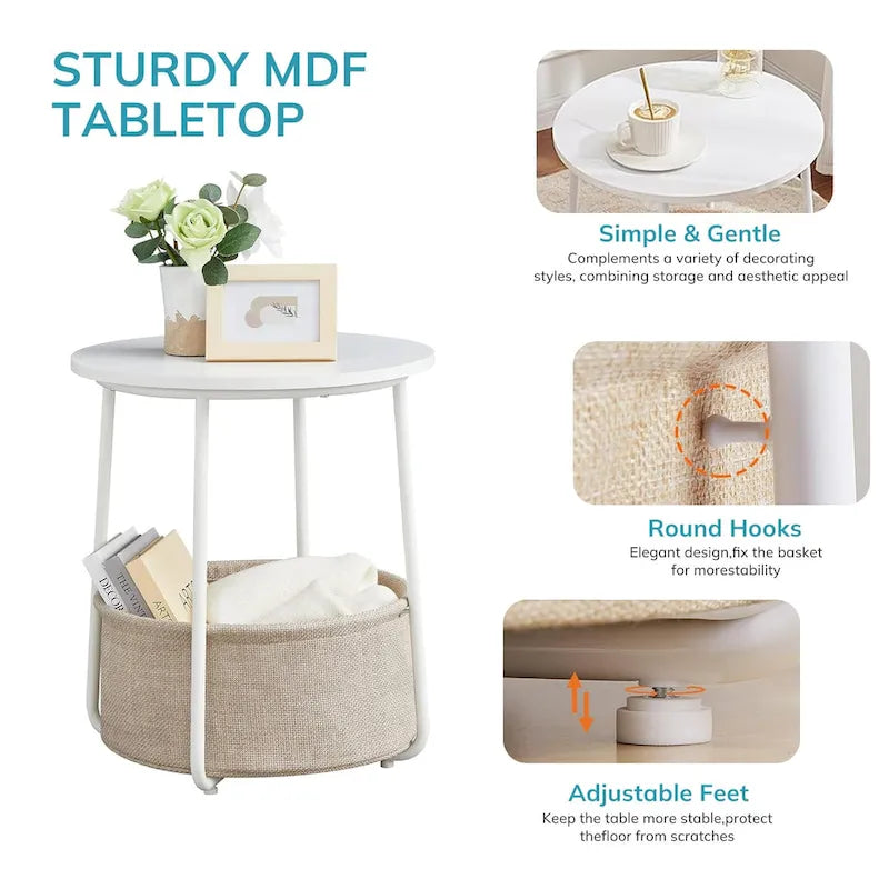 Table de chevet moderne avec panier en tissu pour chambre d'enfant