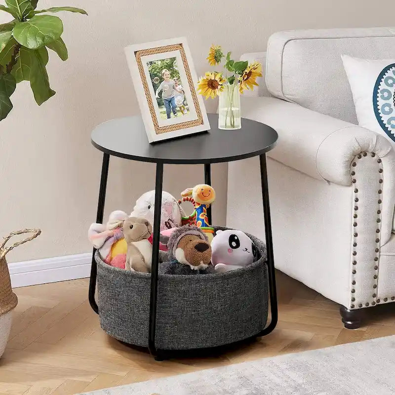Table de chevet moderne avec panier en tissu pour chambre d'enfant