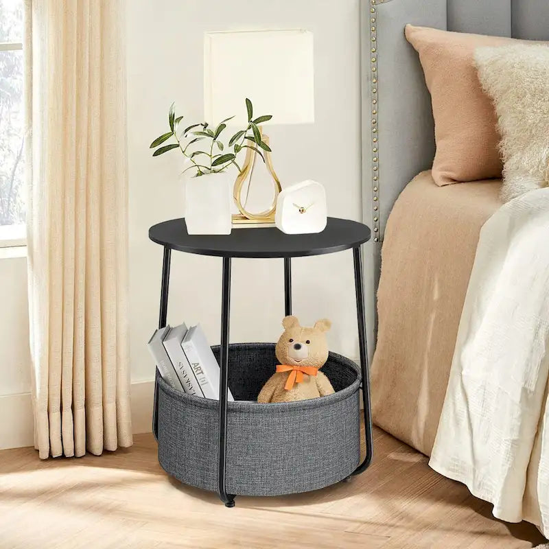 Table de chevet moderne avec panier en tissu pour chambre d'enfant