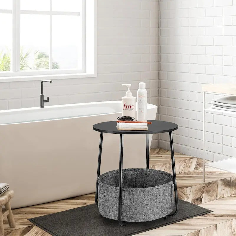 Table de chevet moderne avec panier en tissu pour chambre d'enfant