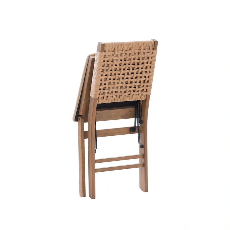 Chaise de salle à manger pliante Joslyn à dossier tissé naturel (lot de 2)