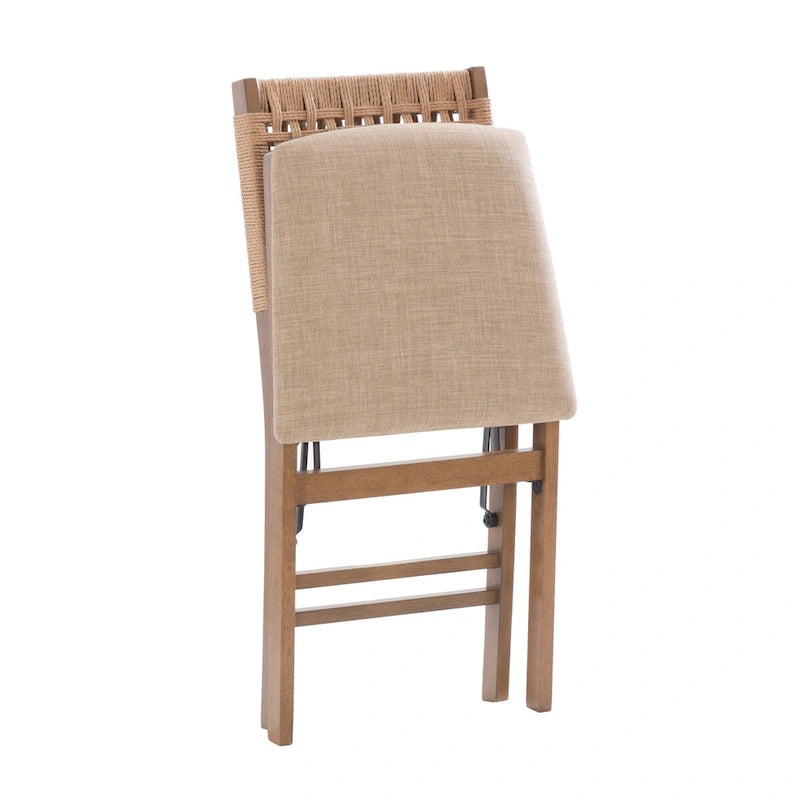 Chaise de salle à manger pliante Joslyn à dossier tissé naturel (lot de 2)