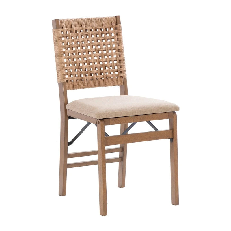 Chaise de salle à manger pliante Joslyn à dossier tissé naturel (lot de 2)
