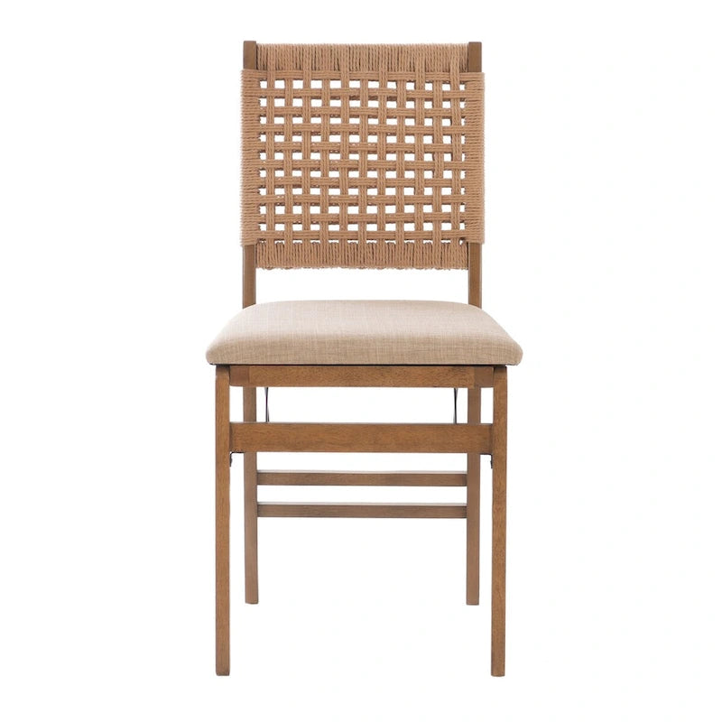 Chaise de salle à manger pliante Joslyn à dossier tissé naturel (lot de 2)
