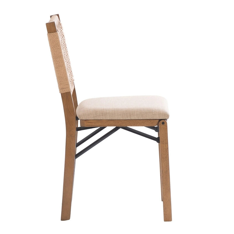 Chaise de salle à manger pliante Joslyn à dossier tissé naturel (lot de 2)