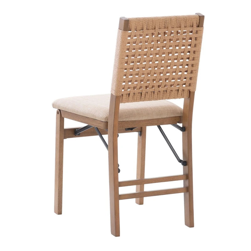 Chaise de salle à manger pliante Joslyn à dossier tissé naturel (lot de 2)