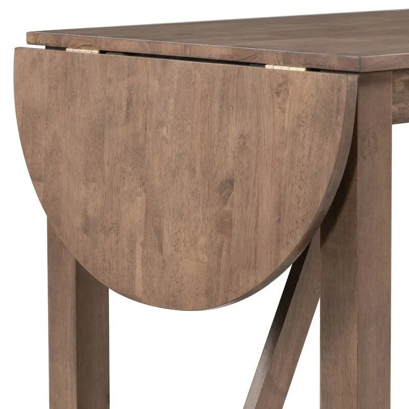 Ensemble table de salle à manger 3 pièces en bois, hauteur comptoir, avec abattants et 2 chaises.