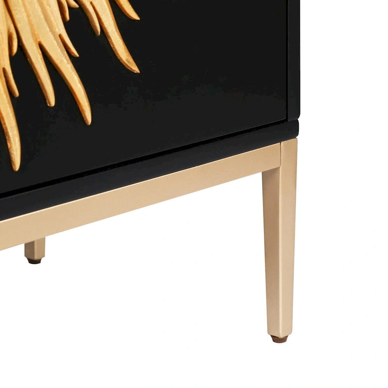 Buffet d'appoint à 2 portes, meuble de rangement pour salle à manger, crédence style soleil, salon