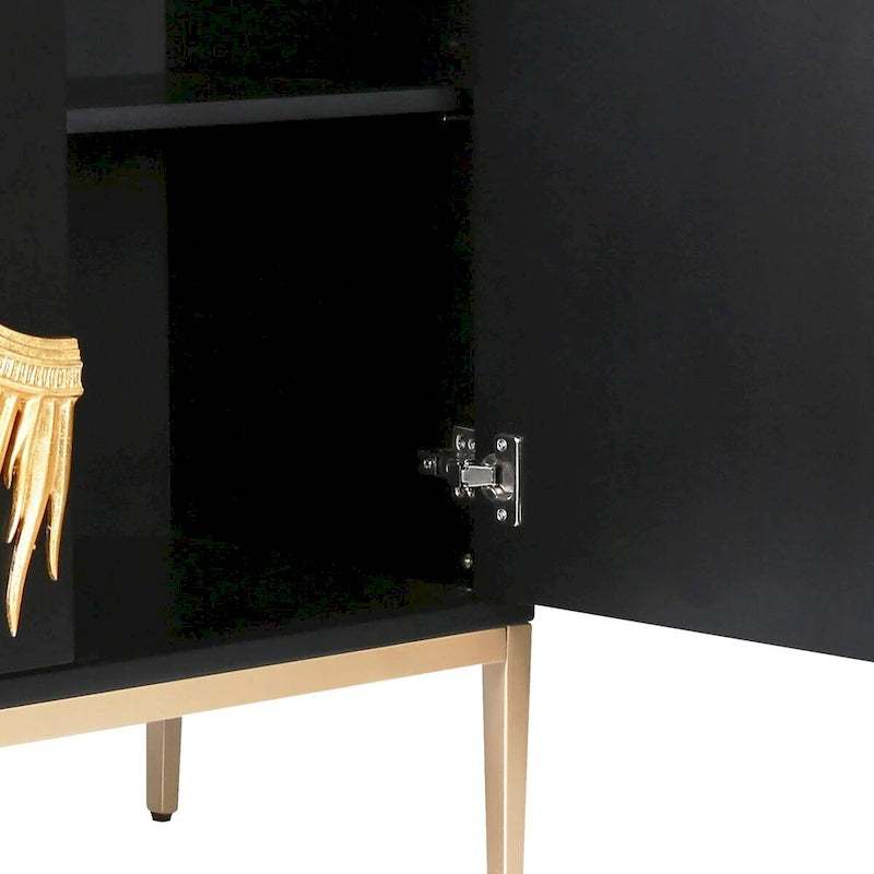 Buffet d'appoint à 2 portes, meuble de rangement pour salle à manger, crédence style soleil, salon