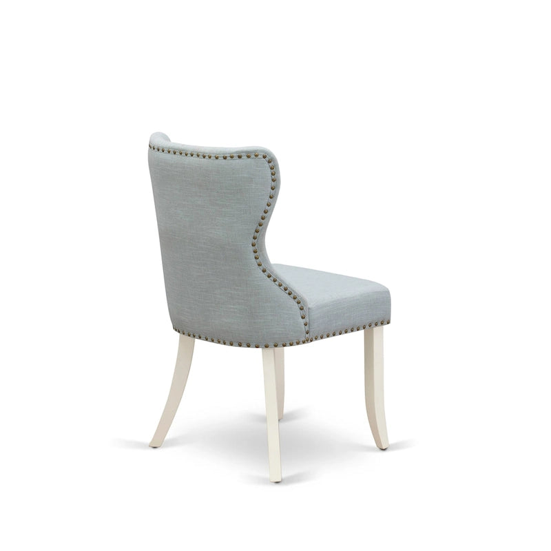 Ensemble de salle à manger East West Furniture : table de cuisine et chaises Parson en lin bleu ciel, lin blanc (composition au choix).