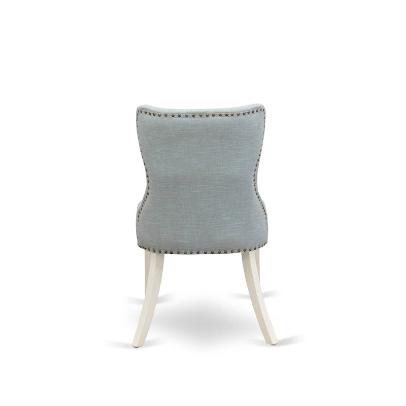 Ensemble de salle à manger East West Furniture : table de cuisine et chaises Parson en lin bleu ciel, lin blanc (composition au choix).