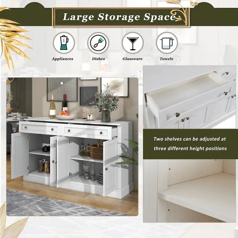 Armoire de rangement blanche avec tiroirs et étagères réglables - 58,3 cm (L) x 15,8 cm (P) x 33,9 cm (H)