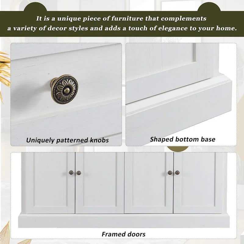Armoire de rangement blanche avec tiroirs et étagères réglables - 58,3 cm (L) x 15,8 cm (P) x 33,9 cm (H)
