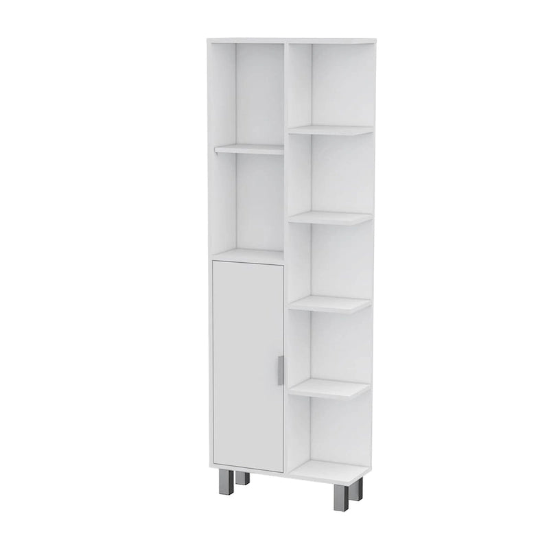 Armoire à linge moderne blanche à 9 étagères pour salle de bain