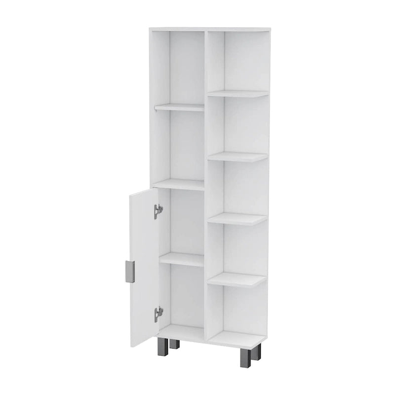 Armoire à linge moderne blanche à 9 étagères pour salle de bain
