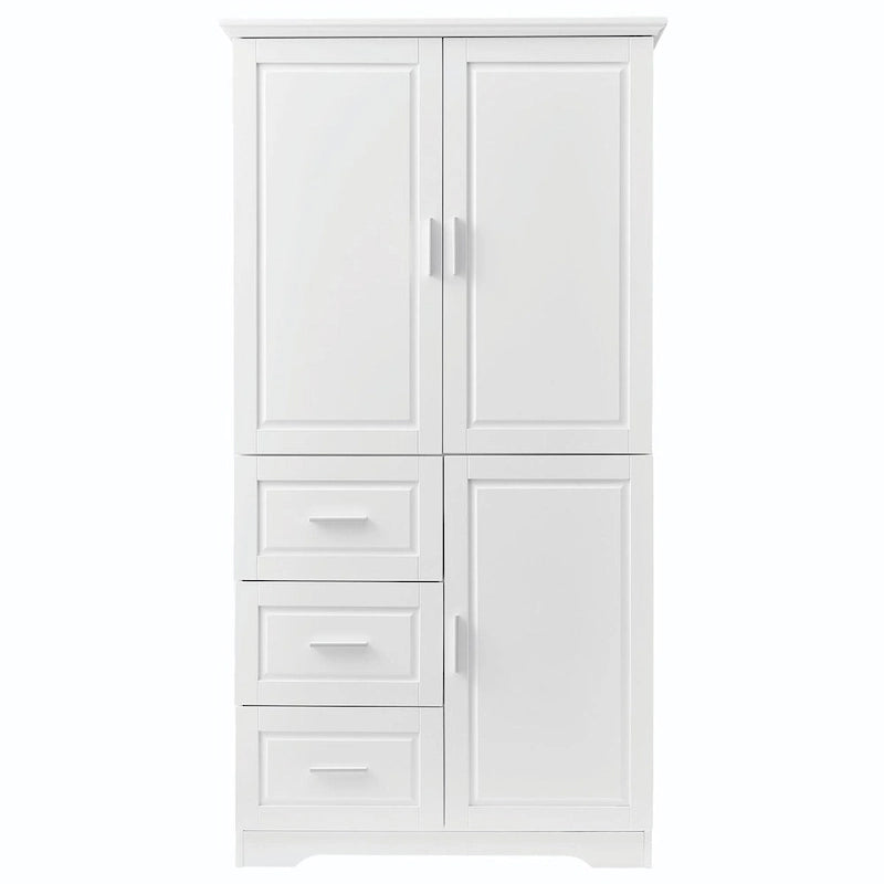 Armoire de rangement haute et large avec portes et trois tiroirs