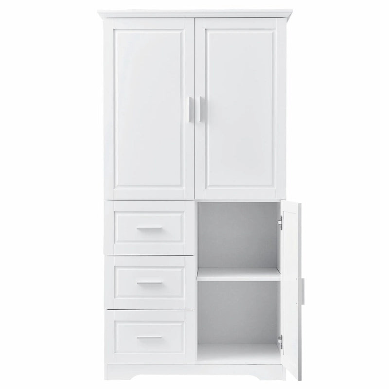 Armoire de rangement haute et large avec portes et trois tiroirs