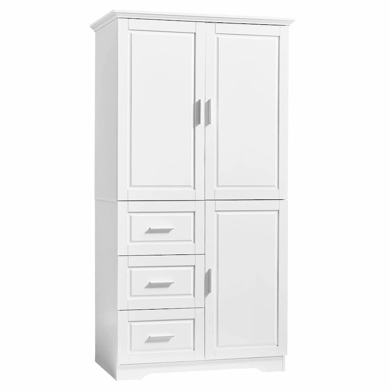 Armoire de rangement haute et large avec portes et trois tiroirs