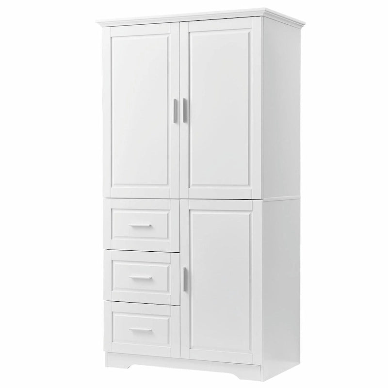 Armoire de rangement haute et large avec portes et trois tiroirs