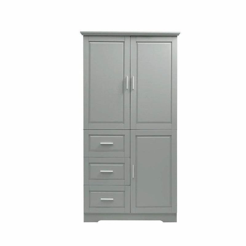 Armoire de rangement haute et large avec portes et trois tiroirs