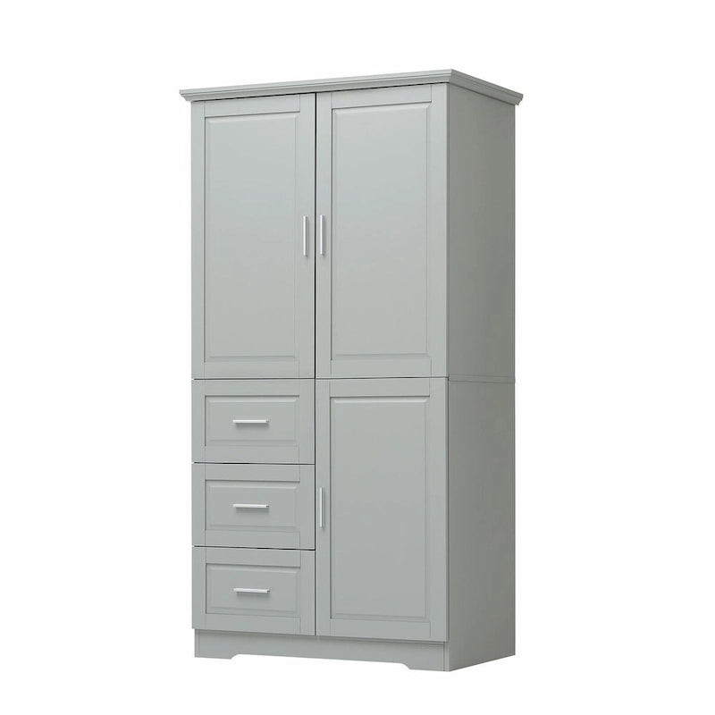 Armoire de rangement haute et large avec portes et trois tiroirs