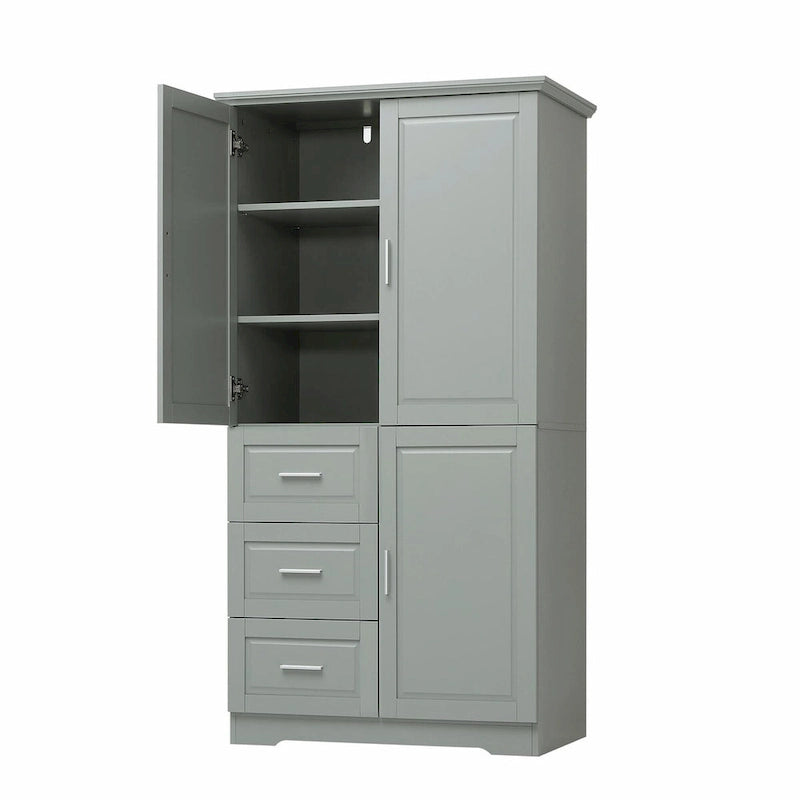 Armoire de rangement haute et large avec portes et trois tiroirs