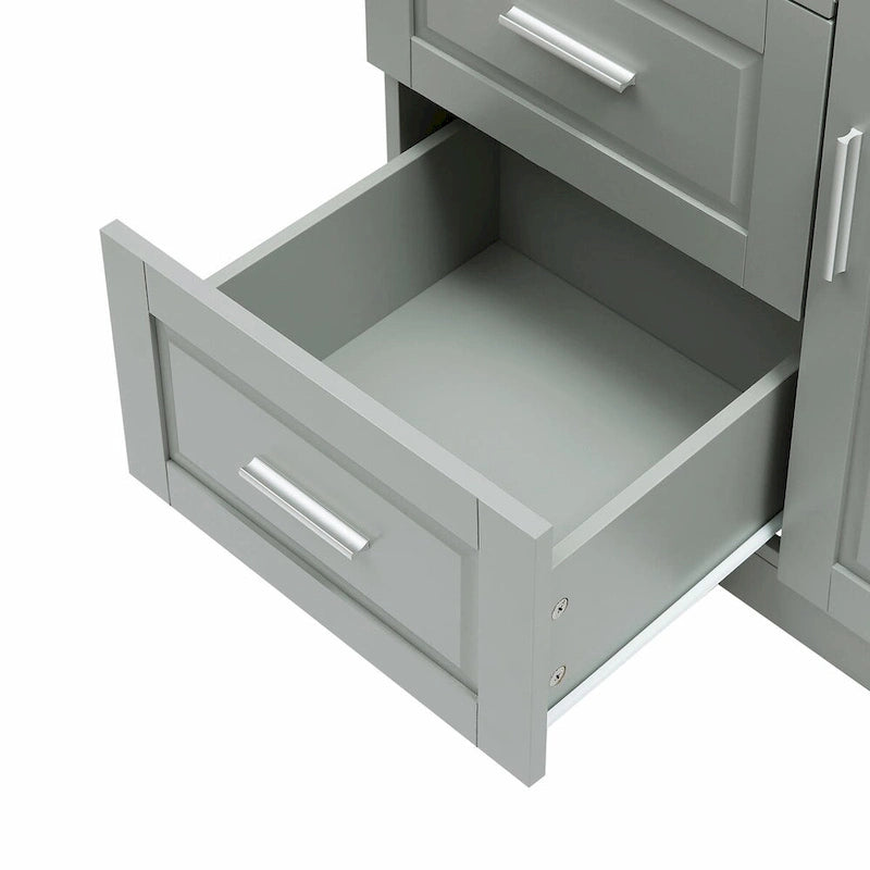 Armoire de rangement haute et large avec portes et trois tiroirs